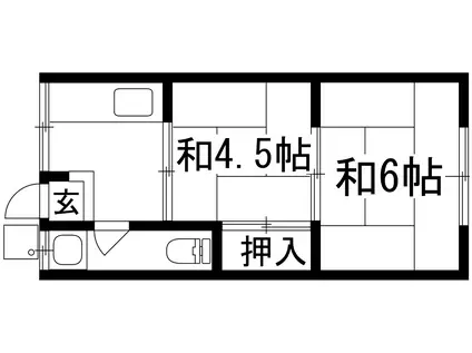 宝来荘(2K/2階)の間取り写真