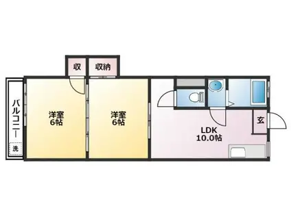 山崎マンション(2LDK/2階)の間取り写真