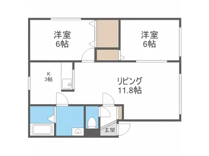 タケエイハイムI(2LDK/2階)の間取り写真