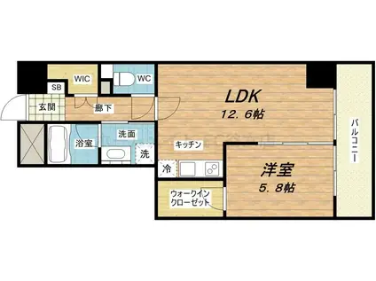 船場ミッドキューブ(1LDK/15階)の間取り写真