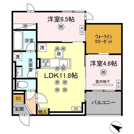 GRANDVALLEY 博多(2LDK/1階)の間取り写真