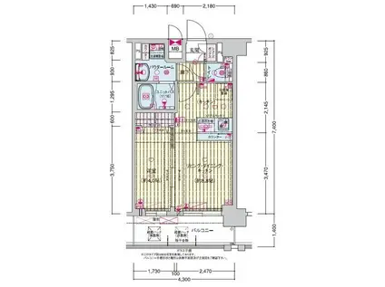 プレサンス鶴橋トレヴィエ(1LDK/8階)の間取り写真
