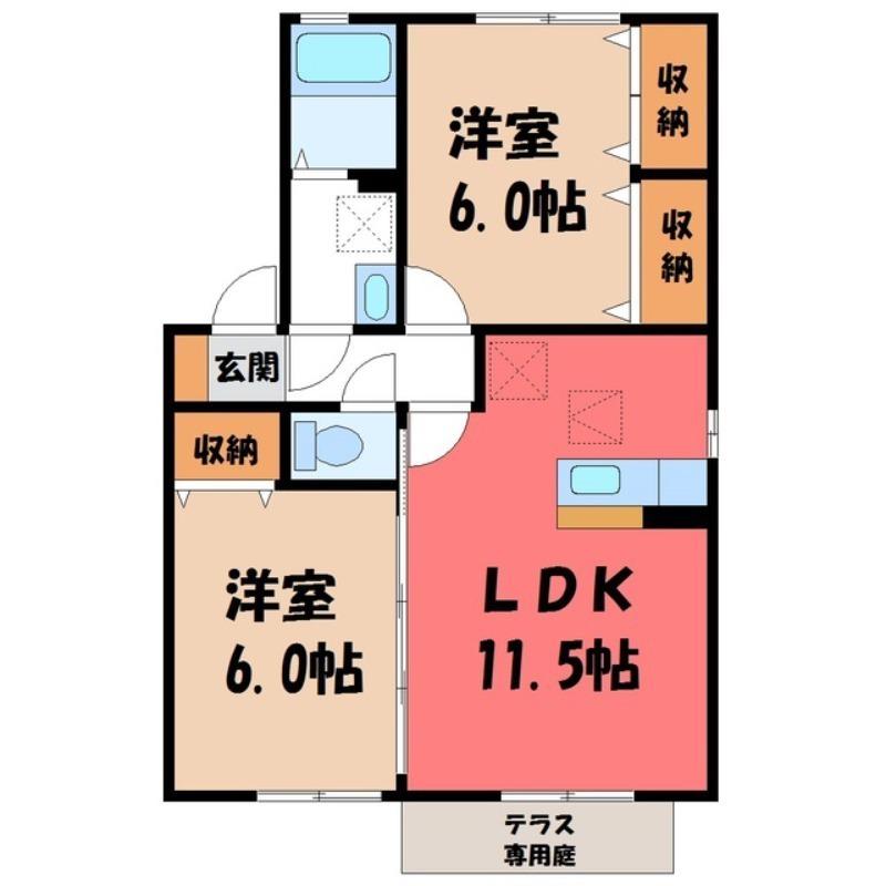 イルソーレ(2LDK/2階)の間取り写真