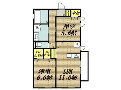 ミュゲット(2LDK/1階)の間取り写真