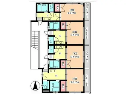 コーポ和久(1K/2階)の間取り写真