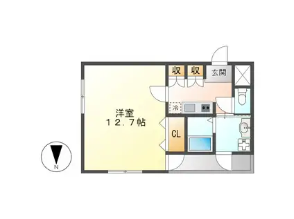 ラ・ヴィアン パレスII(1K/1階)の間取り写真