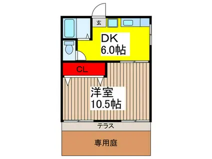 ハウス金子(1DK/1階)の間取り写真