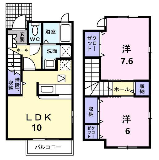グランツアイ(2LDK/1階)の間取り写真