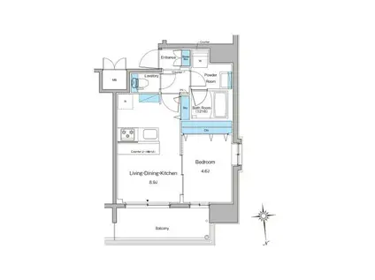 ルフォンプログレ南森町(1LDK/5階)の間取り写真