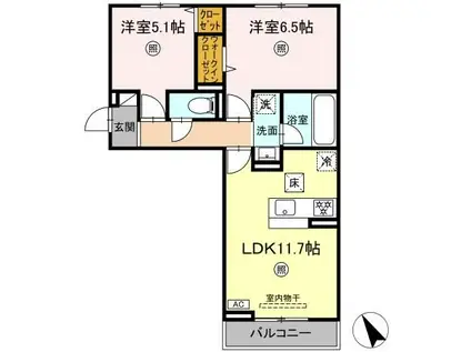 トリシアテラス(2LDK/1階)の間取り写真