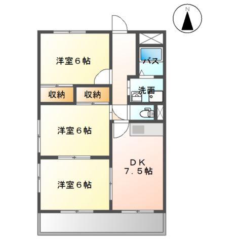 マンションレイゴ(3DK/3階)の間取り写真