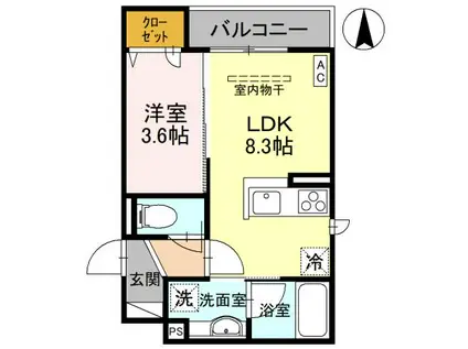 D-GRANDE常盤町(1LDK/3階)の間取り写真