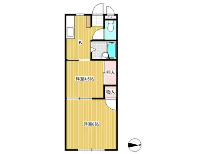 ビレッジコスモ(2K/2階)の間取り写真