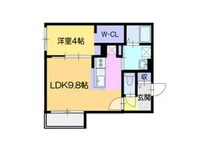 シューレジデンス元町(1LDK/4階)の間取り写真