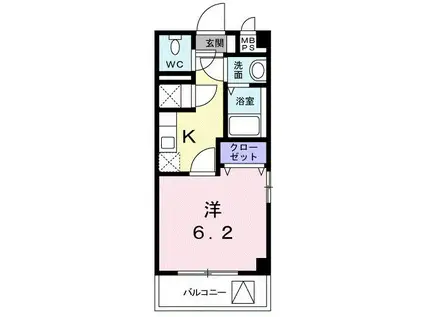 アンドルート(1K/2階)の間取り写真