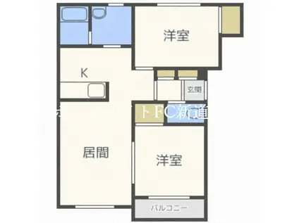 ウィスタリアII(2LDK/1階)の間取り写真