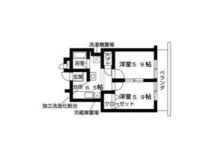 VIPちくさ(2DK/1階)の間取り写真