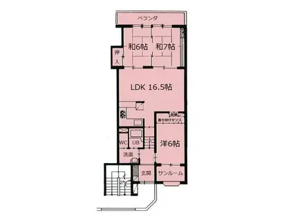 プレジデントステイツ上袋(3LDK/2階)の間取り写真