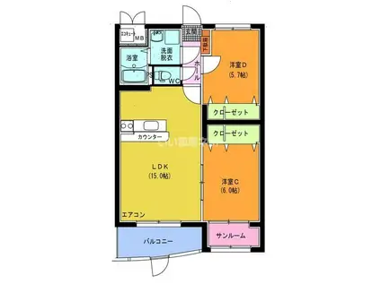 パークサイド冨居(2LDK/1階)の間取り写真