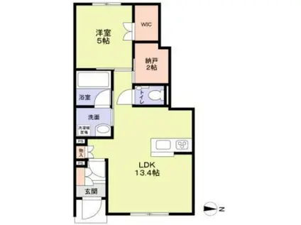 VILLA DE GRACE B棟(1LDK/1階)の間取り写真