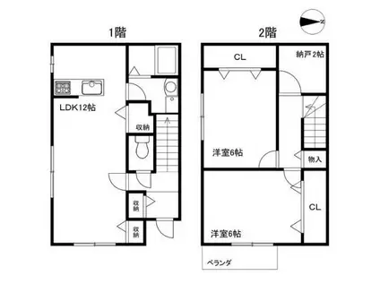K.ハイツ(2SLDK/1階)の間取り写真