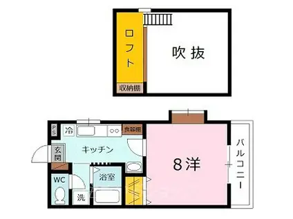 ベルドミールI(1K/4階)の間取り写真