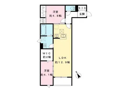 CASA COMFORT(2LDK/1階)の間取り写真