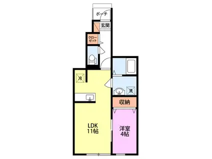 スノーコート天神尾(1LDK/1階)の間取り写真