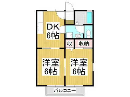 メゾンT&K B棟(2DK/1階)の間取り写真