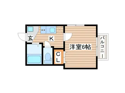 クオーレ米ヶ袋I(1K/2階)の間取り写真