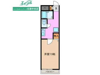 フラット立石B(1K/2階)の間取り写真