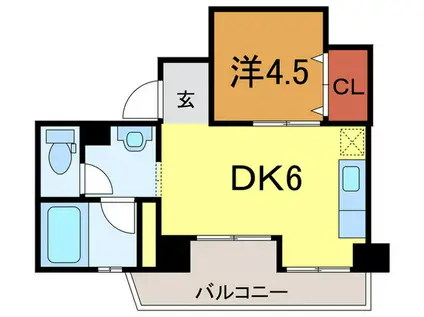 トーアハイツ(1DK/6階)の間取り写真