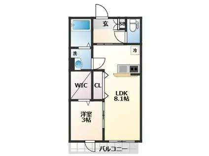 SOL LEVANTE(1LDK/1階)の間取り写真