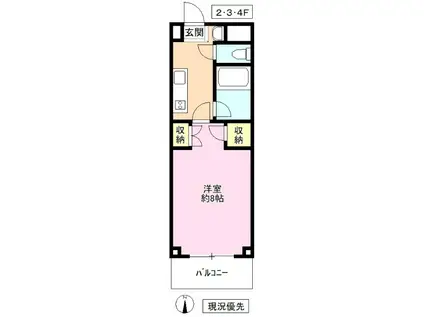 コーポビックウェイブN棟(1K/2階)の間取り写真