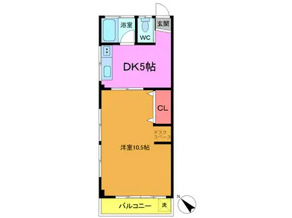 第2牧野ビル(1DK/2階)の間取り写真