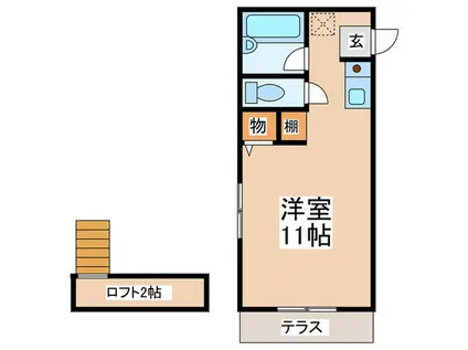 ルート基山A棟I(ワンルーム/1階)の間取り写真