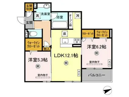 ボナール(2LDK/1階)の間取り写真