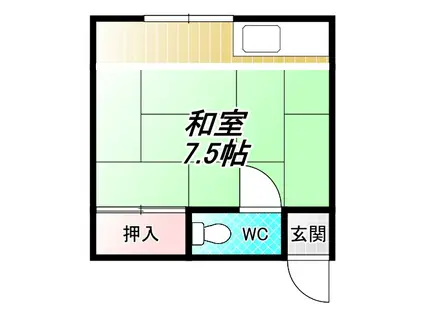 くすの木ハイツ(ワンルーム/2階)の間取り写真
