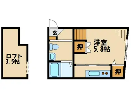 ラシュレ(ワンルーム/1階)の間取り写真