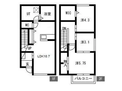 湘南新宿ライン宇須 宇都宮駅 バス乗車時間：21分 最寄りバス停で下車 徒歩6分 2階建 新築(3LDK/1階)の間取り写真