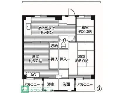 ビレッジハウス寺尾2号棟(3DK/3階)の間取り写真