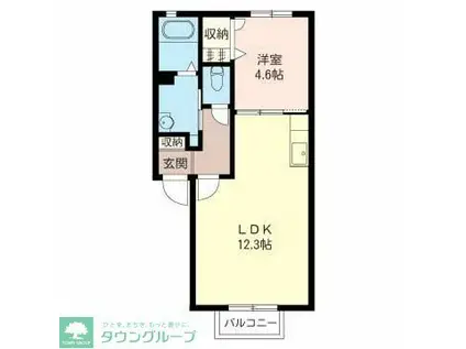 クレシェンテD(1LDK/2階)の間取り写真