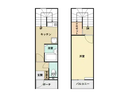 カーサ・モンレーヴ林が原A(1K/1階)の間取り写真