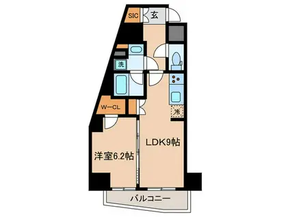 PREMIUM CUBE G 後楽園(1LDK/6階)の間取り写真