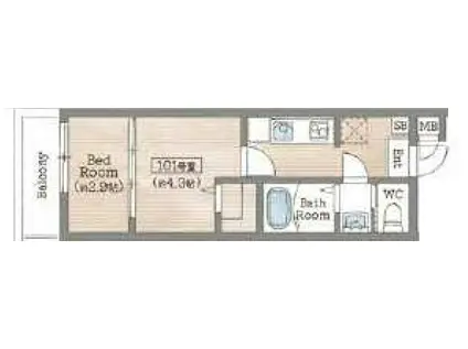 OCTA青木(1DK/3階)の間取り写真