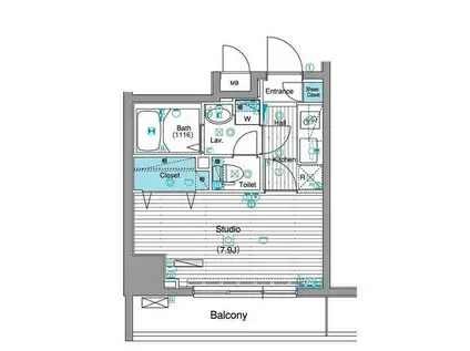 グランド・ガーラ銀座(1K/4階)の間取り写真