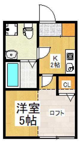 フォレストタウンH(1K/2階)の間取り写真