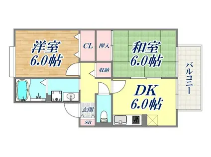 メゾン・ド・アヴニール板宿(2DK/2階)の間取り写真