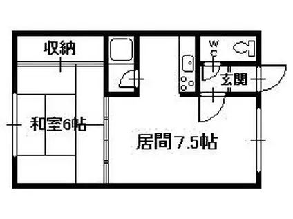 神居2・12ハイツ(1DK/2階)の間取り写真
