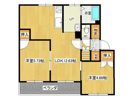 クラージュ春光III(2LDK/1階)の間取り写真